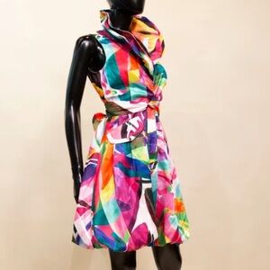 Samuel Dong $269 Bright Multi Bubble Dress EUC